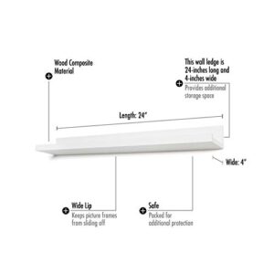 Americanflat 24 Inch White Floating Shelf with Lip - Long Wall Mounted Storage Ledge for Bedroom, Living Room, Bathroom, Kitchen, Office and More