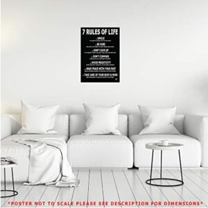 7 Rules of Life Motivational Poster – Printed on Premium Cardstock Paper – Sized 11.7 x 16.5 Inch - Perfect for Bedroom, Home Office, College Dorm or Classroom - Inspirational Wall Art to Change your Mindset for Growth