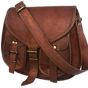 VC 14 Inch Leather crossbody bags Purse Women Shoulder Bag Satchel Ladies Tote Travel Purse full grain Leather