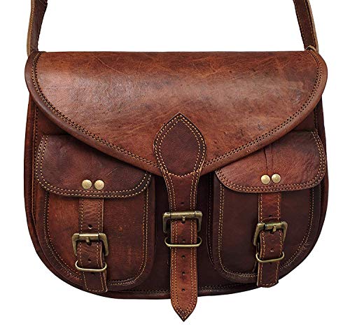 VC 14 Inch Leather crossbody bags Purse Women Shoulder Bag Satchel Ladies Tote Travel Purse full grain Leather