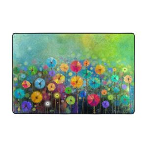 my daily abstract floral daisy watercolor spring flower area rug 2 x 3 feet, living room bedroom kitchen decorative unique lightweight printed rugs