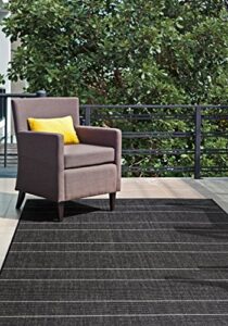 nuloom pinstriped taliah indoor/outdoor area rug, 7′ 6″ x 10′ 9″, black