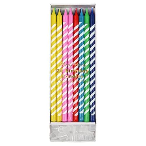 Meri Meri 45-1797 Bright Stripe Party Candles, 24 Candles in 6 Styles