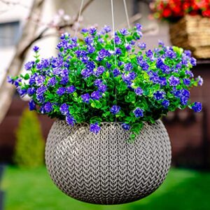 AXYLEX Artificial Flowers Outdoor Fake Plants - 12 Bundles Outside Face Plastic Greenery UV Resistant No Fade Faux Daffodils Spring Shrubs Home Decoration Garden Porch Patio Bushes Farmhouse (Purple)