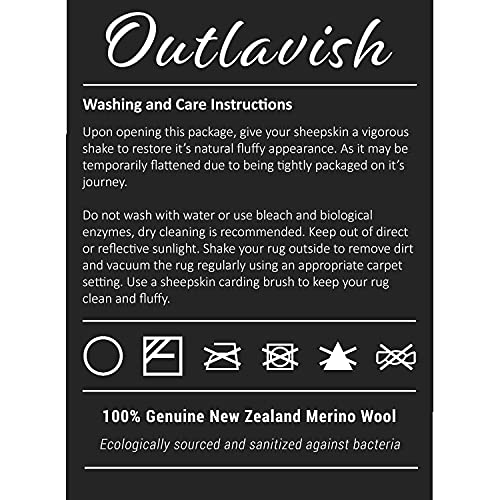 Outlavish Sheepskin Rug Genuine Fur, Luxury New Zealand Pelts, Naturally Silky Soft Lambskin, Thick & Fluffy, Long Runner for Bedroom & Living Area (2' x 6' Pearl White)