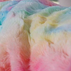 COCOPLAY W Faux Fur Throw Blanket, Super Soft Fuzzy Lightweight Luxurious Cozy Warm Fluffy Plush Sherpa Rose Pink Rainbow Microfiber Blanket for Bed Couch Living Room (Pink Rose, Throw(50"x65"))