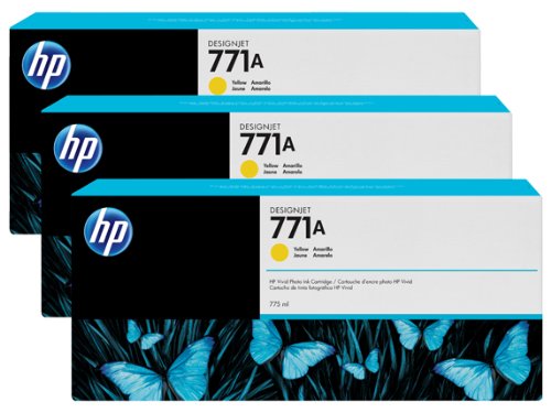 HP B6Y42A 771, (b6y42a) 3-Pack Yellow Original Ink Cartridges