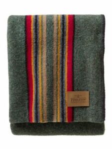 pendleton yakima camp wool throw blanket, green heather mix, one size