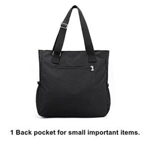 Lavogel Multi Pocket Nylon Shoulder Bag Large Crossbody Bag Travel Purse Bags For Women(Y-Black)