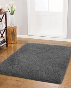 vista living claudia shag area rug 30 in. x 48 in., charcoal