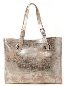 cofi shoulder bags – genuine handmade full grain leather erin tote (purse), unique platinum pattern