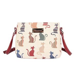 signare tapestry crossbody purse small shoulder bag for women with cheeky cat design (xb02-cheky)