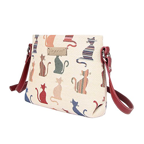 Signare Tapestry Crossbody Purse Small Shoulder Bag for Women with Cheeky Cat Design (XB02-CHEKY)