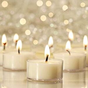 Ner Mitzvah Tea Light Candles - 100 Bulk Pack - White Unscented Tealight Candles in Clear Cup - Long Burning - 4.5 Hour