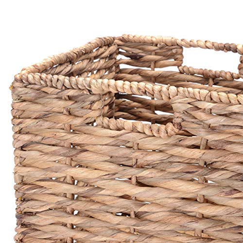 Villacera 12-Inch Square Handmade Twisted Wicker Storage Bin, Foldable Baskets made of Water Hyacinth | Set of 2