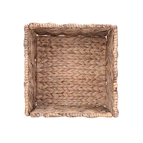 Villacera 12-Inch Square Handmade Twisted Wicker Storage Bin, Foldable Baskets made of Water Hyacinth | Set of 2