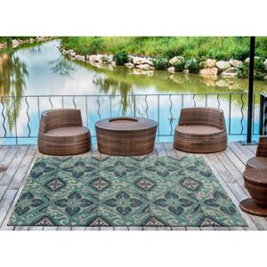 kaleen rugs weathered collection wtr03-91 teal 2′ x 3′ indoor/outdoor, handmade rug