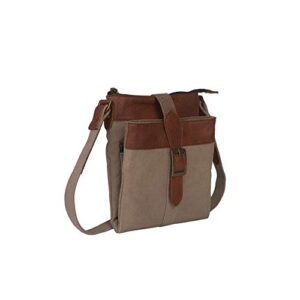 Mona B. Ash Fold-Over and Intermix Convertible Upcycled Canvas Tote and Crossbody Bag with Vegan Leather Trim (Intermix-Stone)