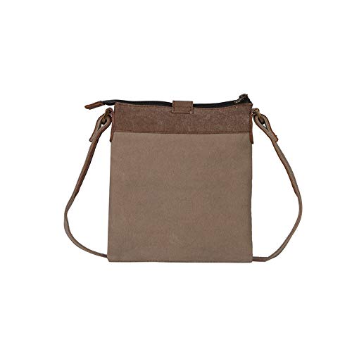 Mona B. Ash Fold-Over and Intermix Convertible Upcycled Canvas Tote and Crossbody Bag with Vegan Leather Trim (Intermix-Stone)