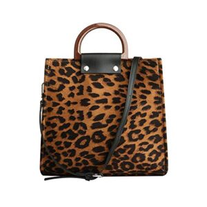 yyw crossbody bag for women medium capacity soft satchel handbags leopard pattern clutch purse top handle bag (brown)