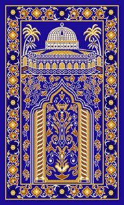 huahoo islamic prayer rug thick muslim pray rug islam traditional design nylon prayer carpet with non-slip latex bottom for kids man women prayer room (style1, blue)