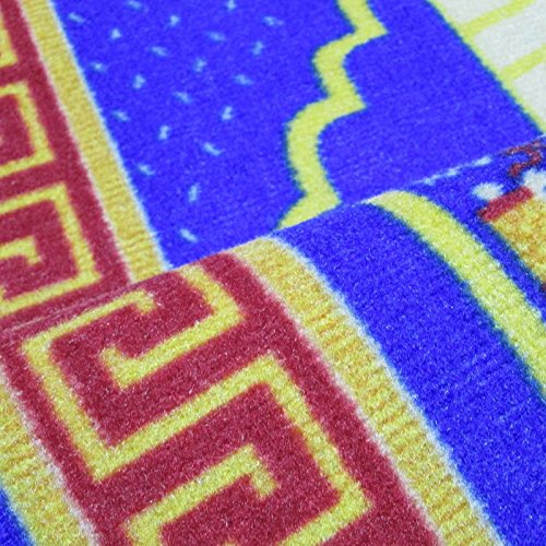 HUAHOO Islamic Prayer Rug Thick Muslim Pray Rug Islam Traditional Design Nylon Prayer Carpet with Non-Slip Latex Bottom for Kids Man Women Prayer Room (Style1, Blue)