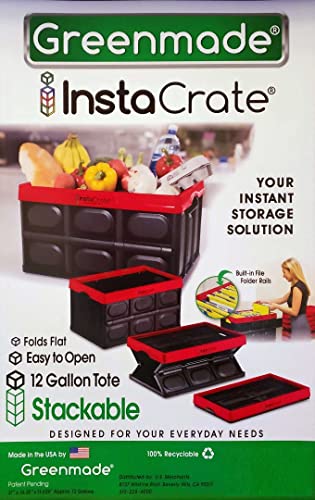 Instacrate Collapsible 12-Gallon Garage Play Room Storage Bin for Easy Storage Red with Black 3 Pack