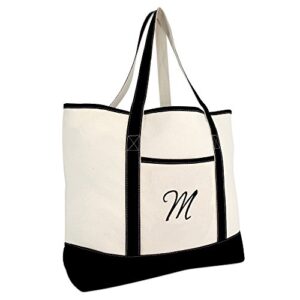 dalix monogram bag personalized totes for women open top black letter m