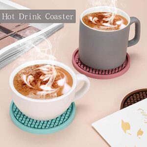 ME.FAN Silicone Coasters [6 Pack] Thickened Drink Coasters with Holder - Cup Mat - Non-Slip, Non-stick, Stay Put, Deep Tray - Prevents Furniture and Tabletop Damages(Black)