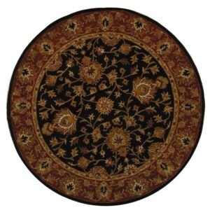 safavieh heritage collection 6′ round black / red hg112a handmade traditional oriental premium wool area rug