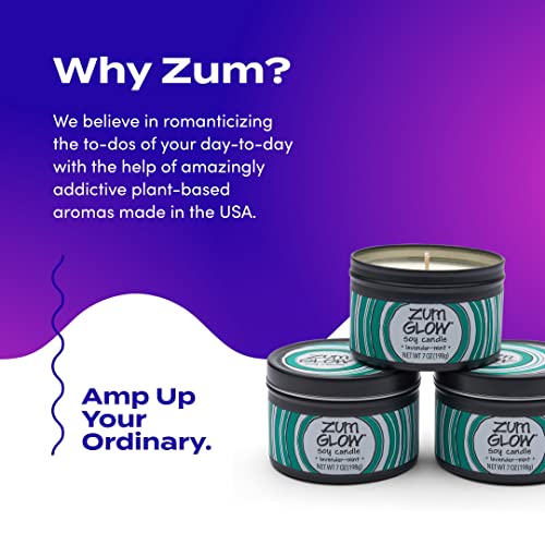 Zum Glow Soy Candle - Lavender-Mint - 7 oz (3 Pack)