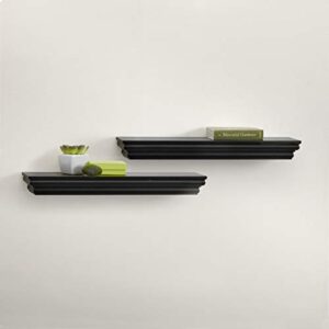 Melannco Floating Wall Mounted Moulding Shelf, Set of 2, Black - 5238437