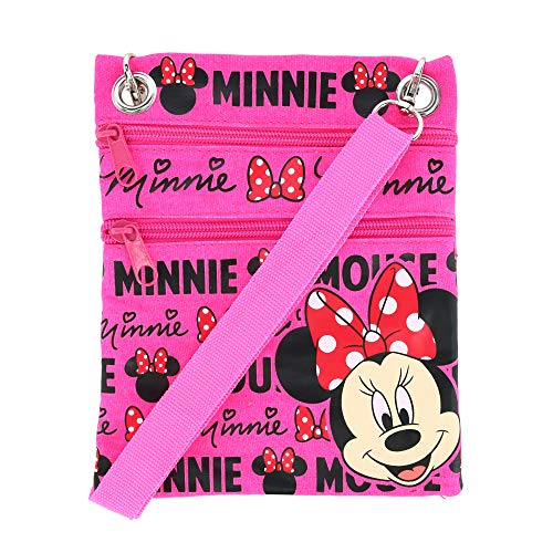 Disney's Minnie Mouse"Glam" Cross-Body Passport Purse Shoulder Bag, Neon Pink