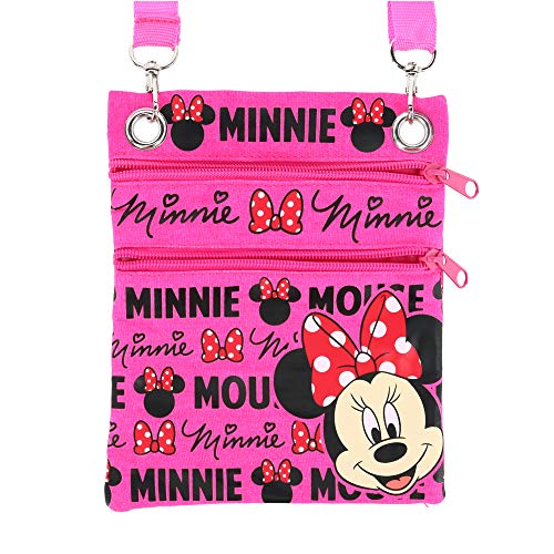 Disney's Minnie Mouse"Glam" Cross-Body Passport Purse Shoulder Bag, Neon Pink