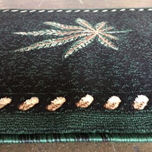 Americana Marijuana Long Runner Rug Black &Green Design#139 (32in.X15ft10in.)