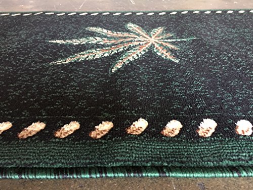 Americana Marijuana Long Runner Rug Black &Green Design#139 (32in.X15ft10in.)