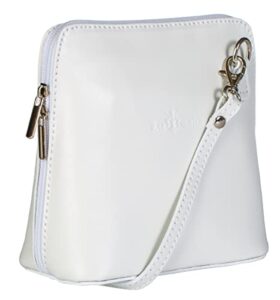 liatalia genuine vera pelle women cross body italian leather small mini shoulder bag handbag – abby [white]