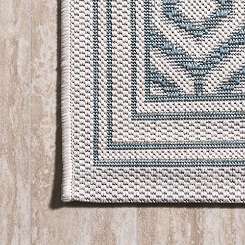 JONATHAN Y SMB111A-3 Marvao Diamond Trellis Indoor Outdoor Area-Rug Bohemian Coastal Easy-Cleaning Bedroom Kitchen Backyard Patio Non Shedding, 3 X 5, Teal/Gray