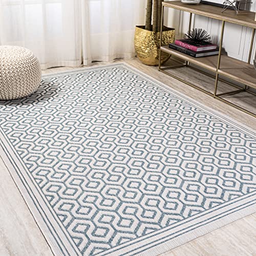 JONATHAN Y SMB111A-3 Marvao Diamond Trellis Indoor Outdoor Area-Rug Bohemian Coastal Easy-Cleaning Bedroom Kitchen Backyard Patio Non Shedding, 3 X 5, Teal/Gray