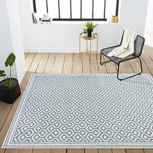 JONATHAN Y SMB111A-3 Marvao Diamond Trellis Indoor Outdoor Area-Rug Bohemian Coastal Easy-Cleaning Bedroom Kitchen Backyard Patio Non Shedding, 3 X 5, Teal/Gray