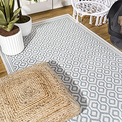 JONATHAN Y SMB111A-3 Marvao Diamond Trellis Indoor Outdoor Area-Rug Bohemian Coastal Easy-Cleaning Bedroom Kitchen Backyard Patio Non Shedding, 3 X 5, Teal/Gray