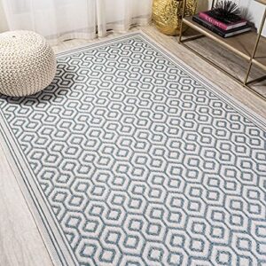 JONATHAN Y SMB111A-3 Marvao Diamond Trellis Indoor Outdoor Area-Rug Bohemian Coastal Easy-Cleaning Bedroom Kitchen Backyard Patio Non Shedding, 3 X 5, Teal/Gray