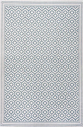 JONATHAN Y SMB111A-3 Marvao Diamond Trellis Indoor Outdoor Area-Rug Bohemian Coastal Easy-Cleaning Bedroom Kitchen Backyard Patio Non Shedding, 3 X 5, Teal/Gray