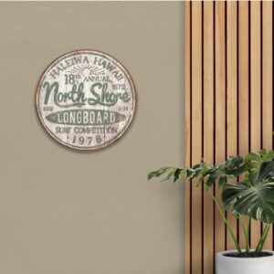 Desperate Enterprises North Shore Surf Aluminum Sign with Embossed Edge - Nostalgic Vintage Metal Wall Decor - Made in USA