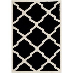 safavieh chatham collection 2′ x 3′ black/ivory cht735k handmade trellis premium wool accent rug