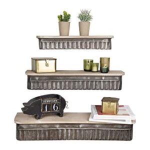 Creative Co-Op Metal & Wood Wall Shelves (Set of 3 Sizes)