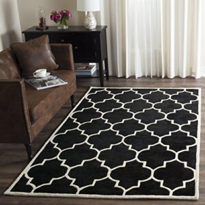 safavieh chatham collection 3′ x 5′ black/ivory cht733k handmade geometric premium wool area rug