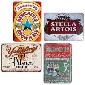 yfull yuengling’s pilsner beer brown ale stella artois brooklyn’s tin sign metal retro vintage signs 8×12 4pcs
