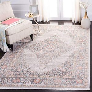 safavieh shivan collection 4′ x 6′ grey / rose shv726f shabby chic medallion distressed non-shedding living room bedroom accent rug