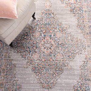 SAFAVIEH Shivan Collection 4' x 6' Grey / Rose SHV726F Shabby Chic Medallion Distressed Non-Shedding Living Room Bedroom Accent Rug